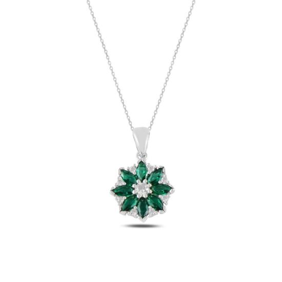 Wholesale Flower Emerald CZ Necklace