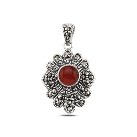 Wholesale Red Agate & Marcasite Pendant