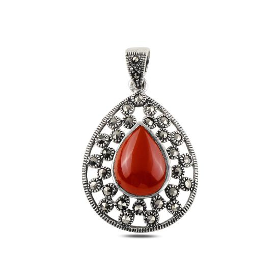 Wholesale Red Agate & Marcasite Pendant