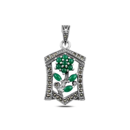 Wholesale Gemstone & Marcasite Flower Pendant