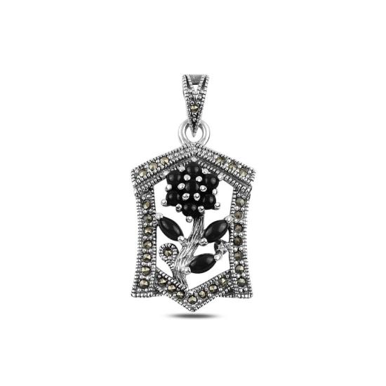 Wholesale Gemstone & Marcasite Flower Pendant