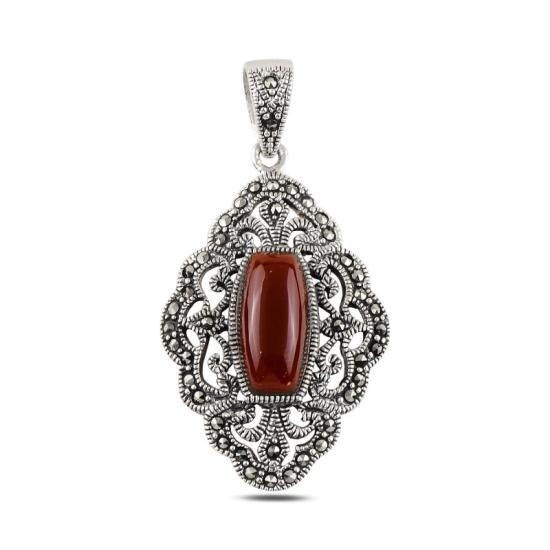 Wholesale Red Agate & Marcasite Pendant