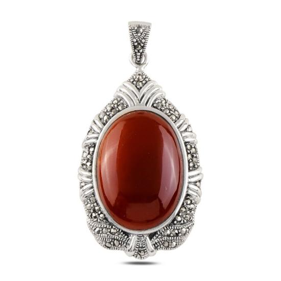 Wholesale Red Agate & Marcasite Pendant