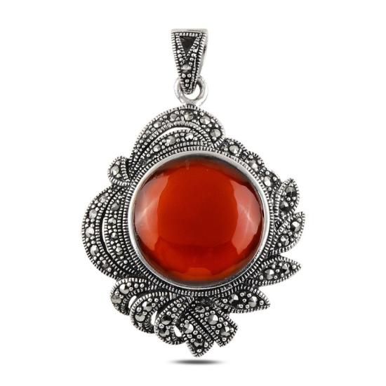 Wholesale Red Agate & Marcasite Pendant