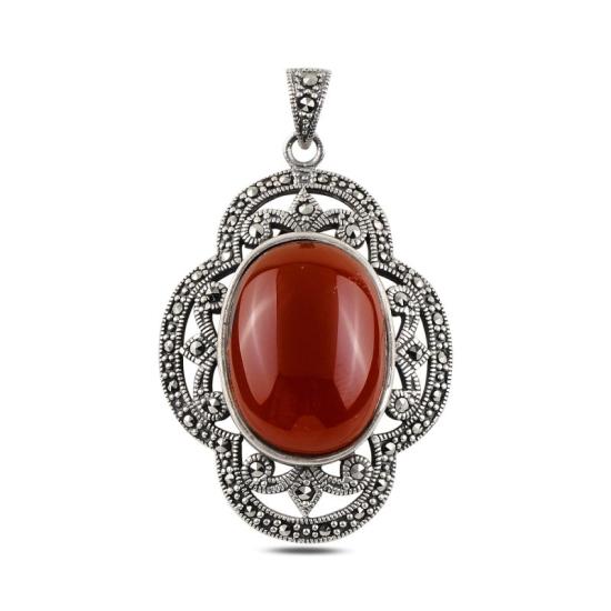 Wholesale Red Agate & Marcasite Pendant