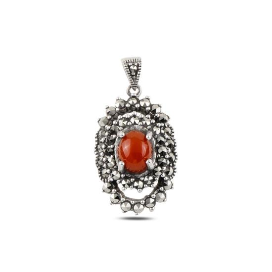 Wholesale Red Agate & Marcasite Pendant