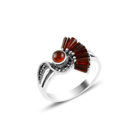 Wholesale Red Agate & Marcasite Ring