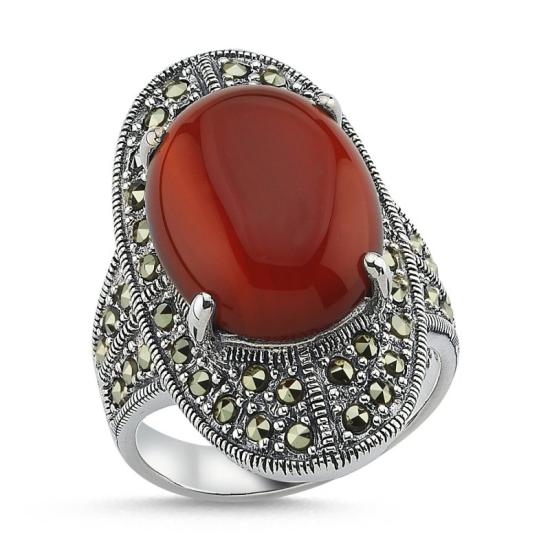 Wholesale Marcasite & Red Agate Ring