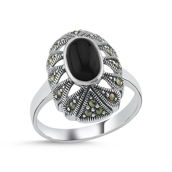 Wholesale Onyx & Marcasite Ring