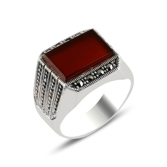 Wholesale Marcasite & Red Agate Ring