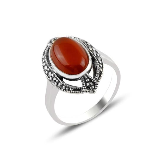 Wholesale Marcasite & Red Agate Ring