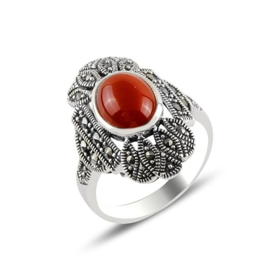 Wholesale Marcasite & Red Agate Ring