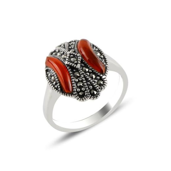 Wholesale Marcasite & Red Agate Ring