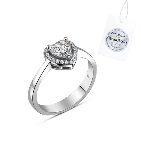 Wholesale Swarovski Zirconia Halo Heart Solitaire Ring