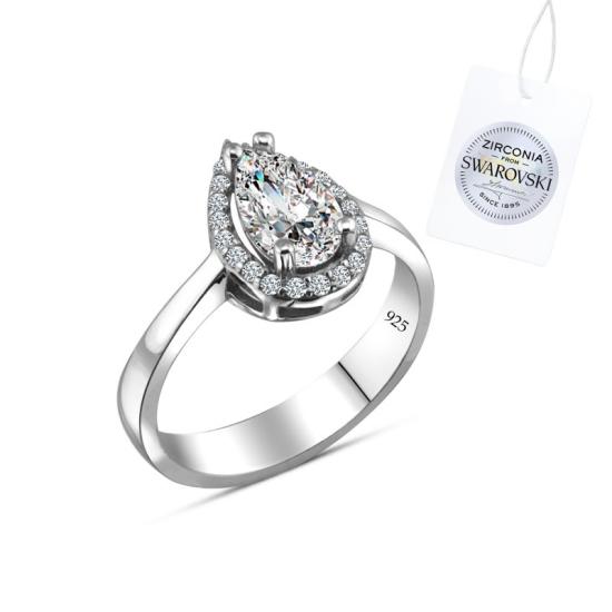 Wholesale Swarovski Zirconia Halo Teardrop Solitaire Ring