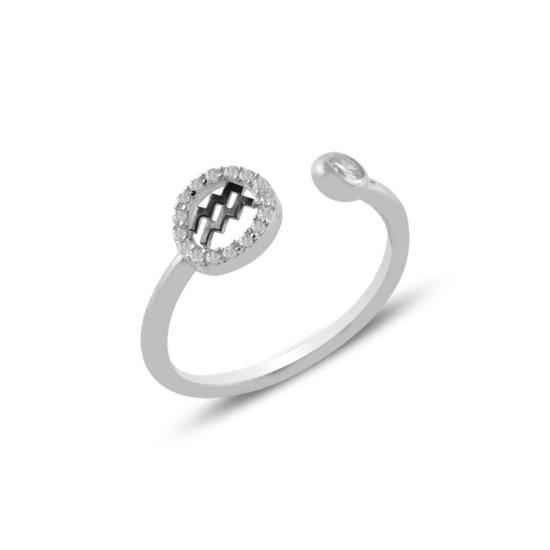 Wholesale Aquarius Zodiac CZ Adjustable Size Ring