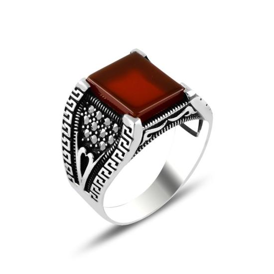 Wholesale Marcasite & Red Agate Men’s Ring