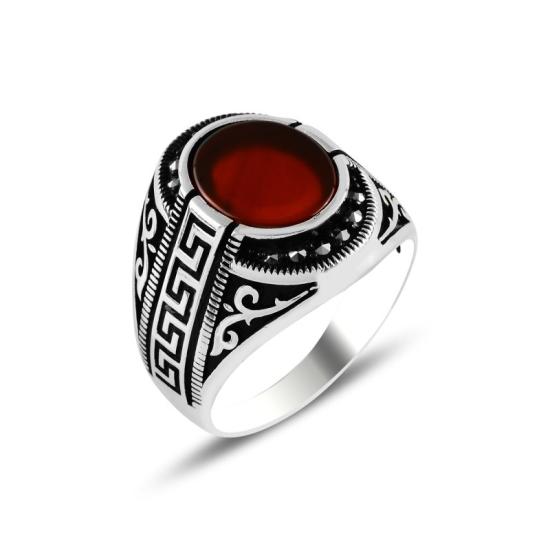 Wholesale Marcasite & Red Agate Men’s Ring