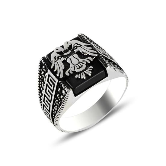 Wholesale Seljuk’s Eagle Marcasite & Onyx Men’s Ring