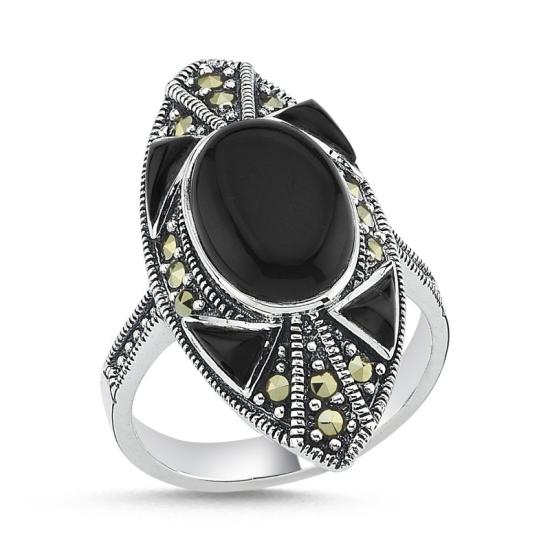 Wholesale Onyx & Marcasite Ring