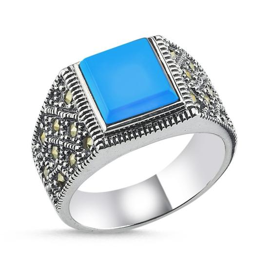 Wholesale Turquoise & Marcasite Men’s Ring