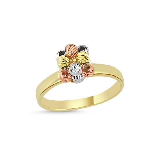 Wholesale Diamond Cut Tricolor Ball Ring