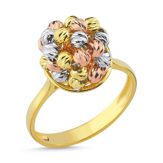 Wholesale Diamond Cut Tricolor Ball Ring