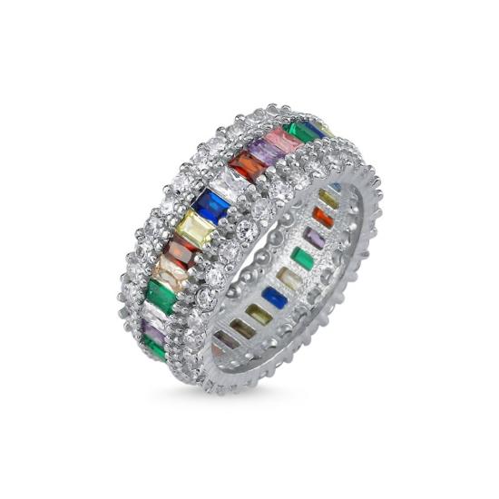 Wholesale Colored Baguette CZ Eternity Ring