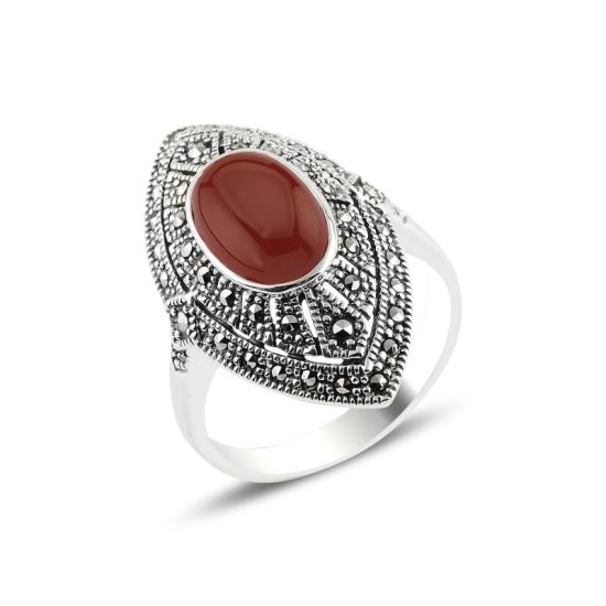 Wholesale Red Agate & Marcasite Ring