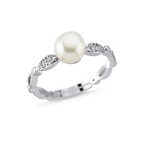 Wholesale Pearl CZ Adjustable Ring