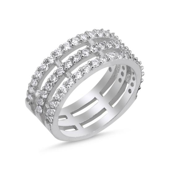 Wholesale Half Eternity 3 Row Band Ring