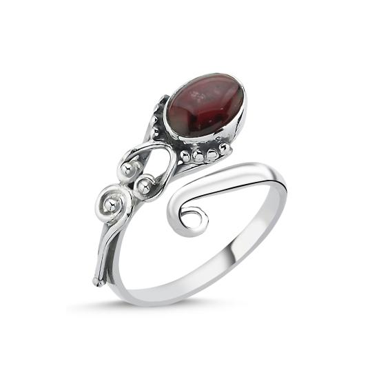 Worldwide Cabachon Ruby & Adjustable Ethnic Oxidised Ring