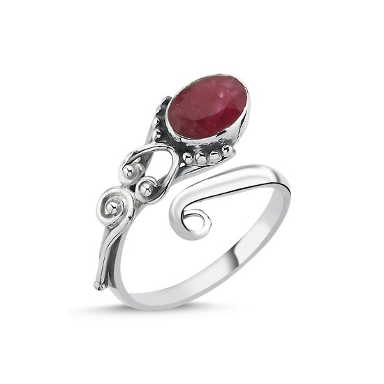 Worldwide Root Ruby & Adjustable Ethnic Oxidised Ring