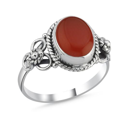 Wholesale Red Agate Oval & Ethnic Oxidised Ring