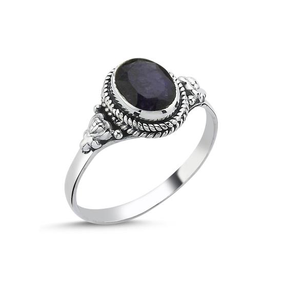 Worldwide Root Sapphire Oval & Ethnic Oxidised Ring