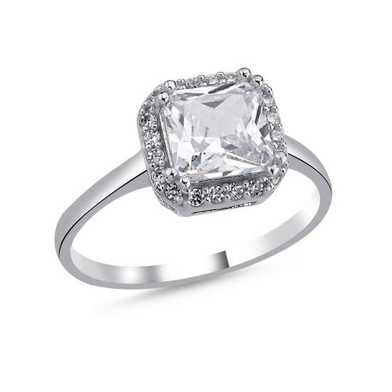 Wholsale CZ Square & Halo Solitaire Ring