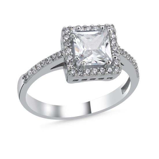 Wholsale CZ Square & Halo Solitaire Ring