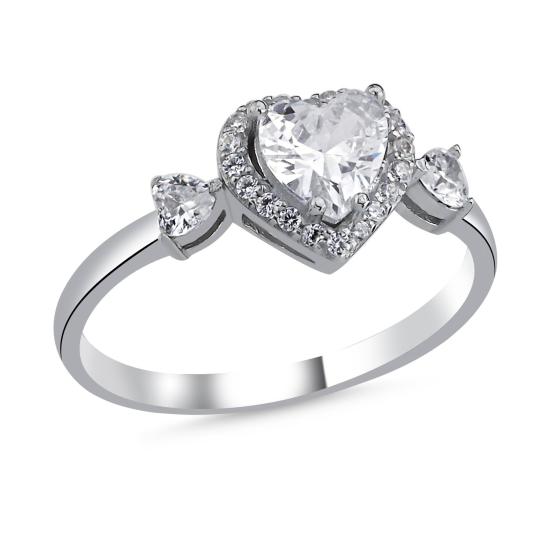 Wholsale Heart CZ & Halo Solitaire Ring