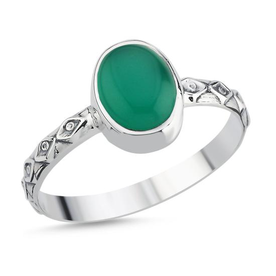 Wholesale Green Agate Oval & Ethnic Ring