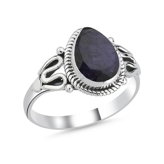 Wholesale Root Sapphire Teardrop & Ethnic Oxidised Ring