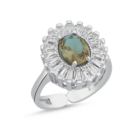 Wholesale Zultanite & Oval Baguette CZ Adjustable Ring