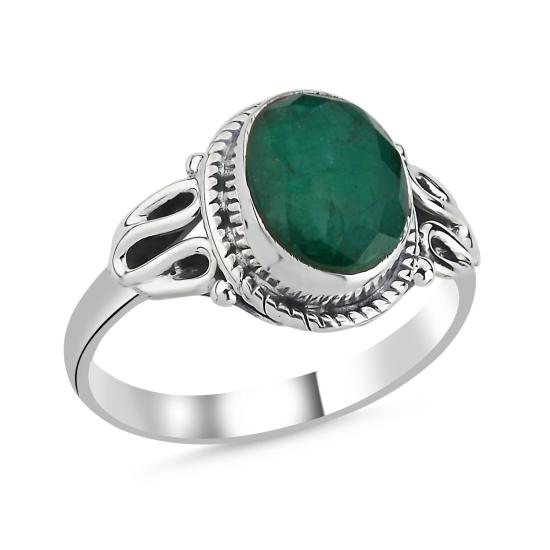 Wholesale Root Emerald Oval & Ethnic Oxidised Ring