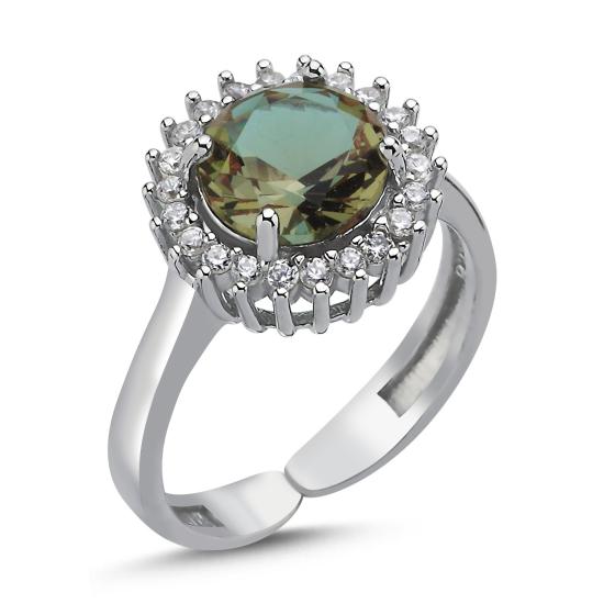 Wholesale Zultanite CZ Halo Round Cut Adjustable Solitaire Ring