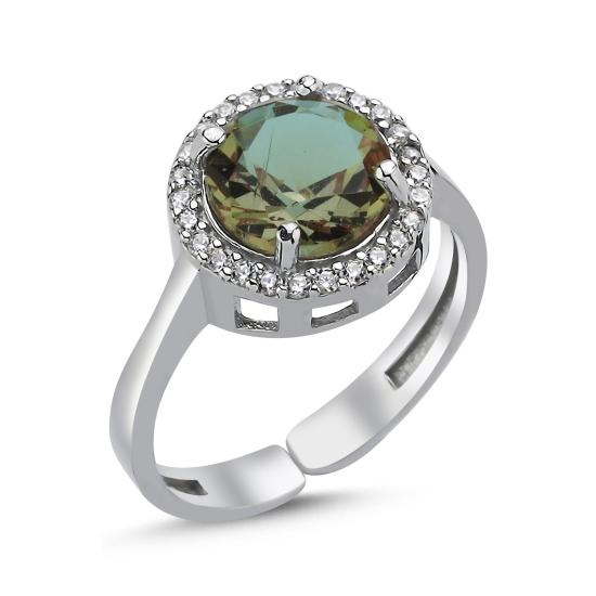 Wholesale Zultanite CZ Halo Round Cut Adjustable Solitaire Ring