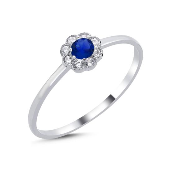 Wholesale Flower Sapphire CZ Ring