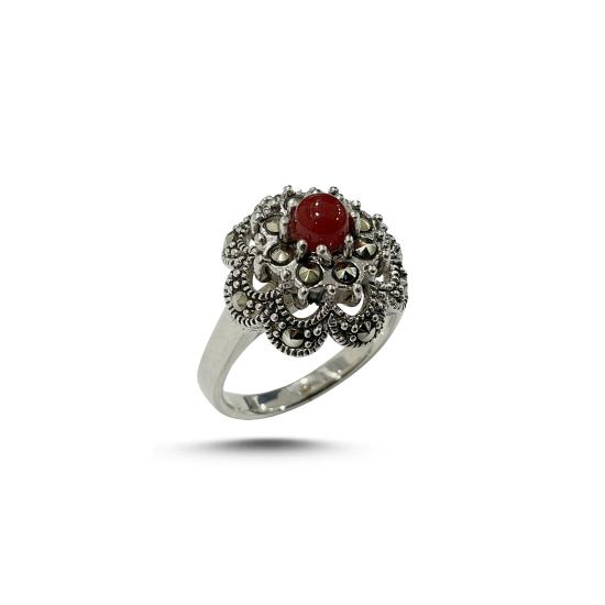 Wholesale Red Agate & Marcasite Ring