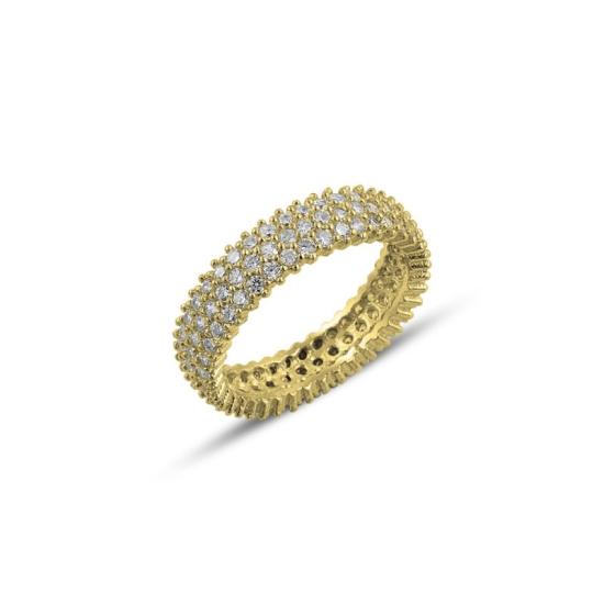 Wholesale Gold Plated CZ 3 Row Eternity Ring