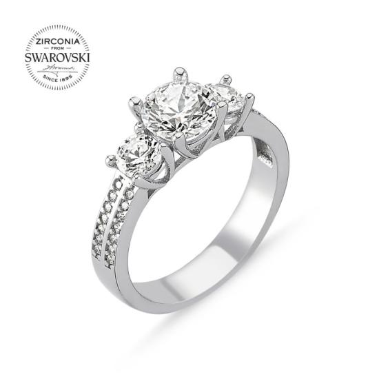 Wholesale Swarovski Zirconia Three Stones Ring