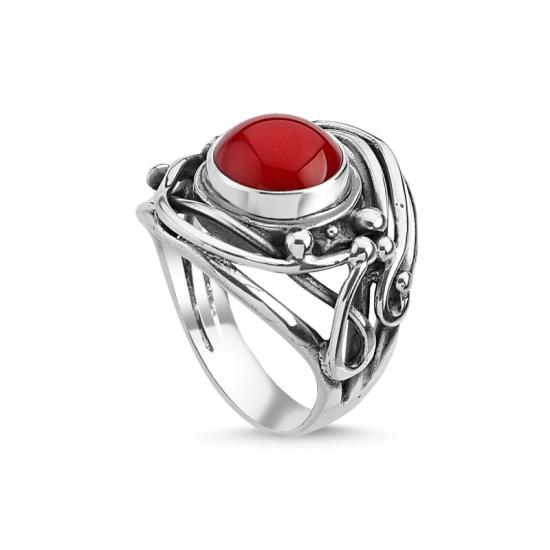 Wholesale Coral Stone Handmade Ring