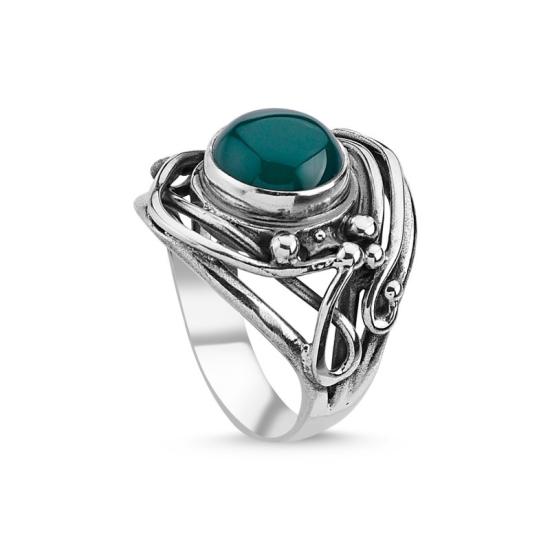 Wholesale Green Agate Handmade Ring